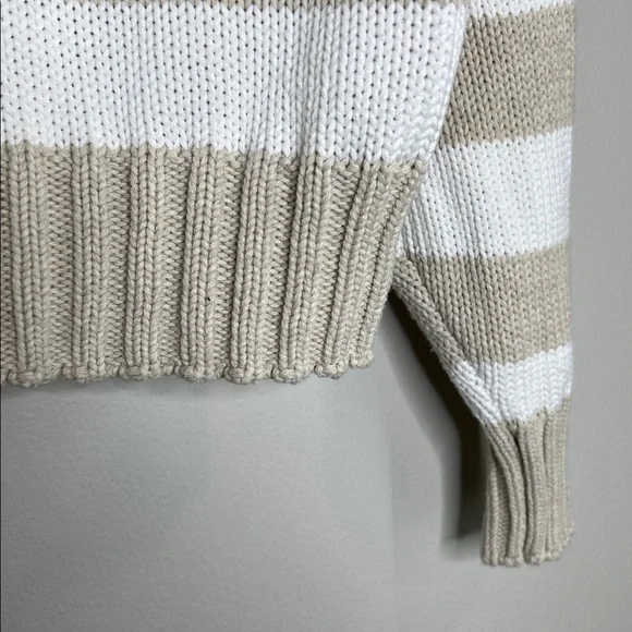 QUINCE 100% Organic Cotton Cropped Polo Sweater in Beige Ivory size Small - Picture 7 of 12